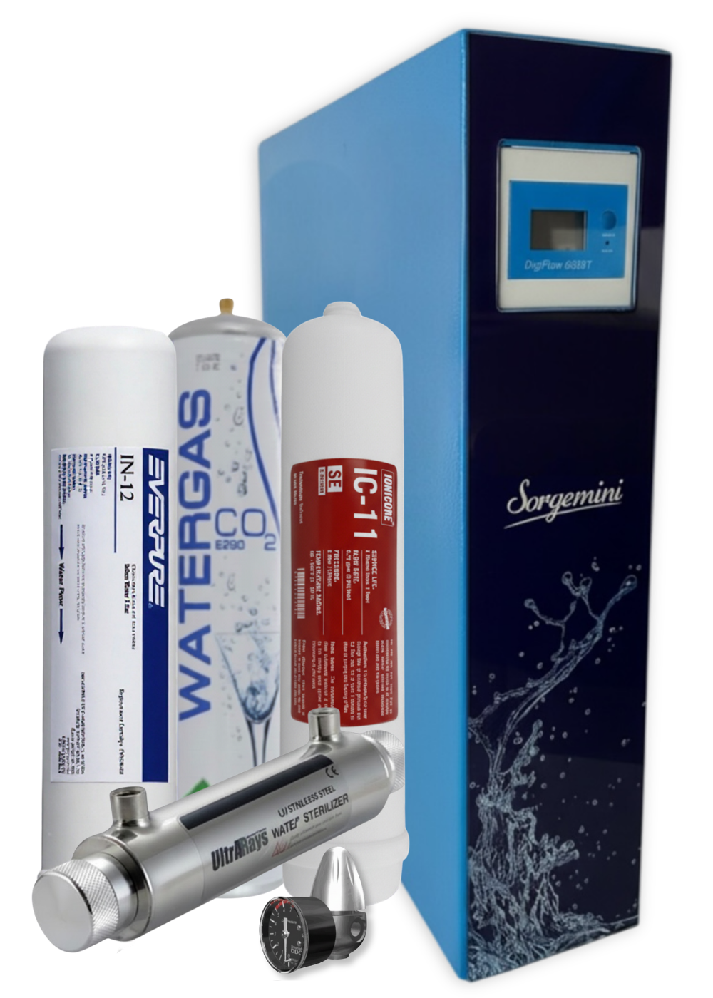 Sorgemini Ondea V 2.12 UV Soda – Sistema di Filtrazione a Sedimenti 5 Micron e Ultrafiltrazione Orizzontale
