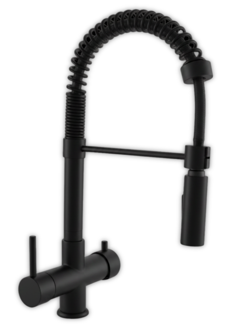 Rubinetto Cucina 5 Vie a Molla 3/8” Nero Opaco